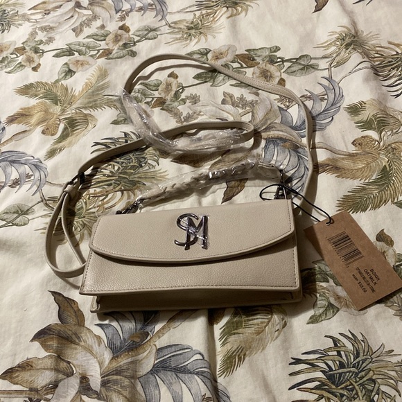 STEVE MADDEN “Top Handle Wallet” Crossbody NWT OATMILK PEBBLED LEATHER - Picture 8 of 10